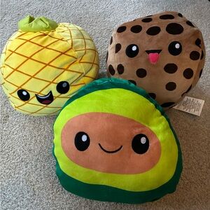 Plush Avocado, Pineapple, and Cookie Stuffed Animals